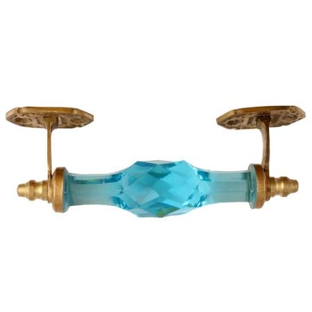 Turquoise Cut Glass Golden Big Door Handle